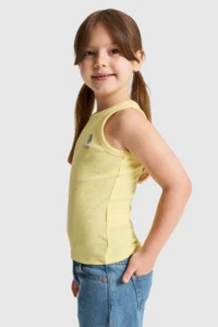 US Polo Assn. Girls' Light YELLOW Crew Neck Basic T-Shirt - Image 3