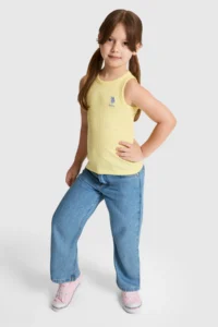 US Polo Assn. Girls' Light YELLOW Crew Neck Basic T-Shirt - Image 4