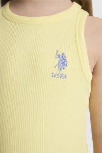 US Polo Assn. Girls' Light YELLOW Crew Neck Basic T-Shirt - Image 6