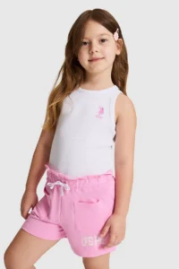 US Polo Assn. Girls' WHITE Crew Neck Basic T-Shirt
