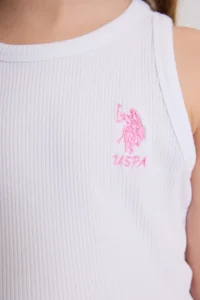 US Polo Assn. Girls' WHITE Crew Neck Basic T-Shirt - Image 6