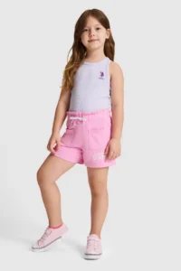 US Polo Assn. Girls' Lilac Crew Neck Basic T-Shirt - Image 4