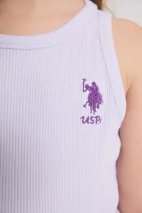 US Polo Assn. Girls' Lilac Crew Neck Basic T-Shirt - Image 6