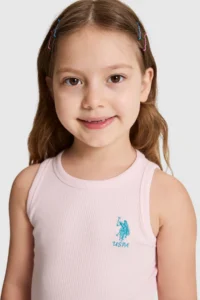 US Polo Assn. Girls' Light PINK Crew Neck Basic T-Shirt - Image 2