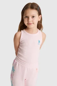 US Polo Assn. Girls' Light PINK Crew Neck Basic T-Shirt - Image 3