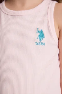 US Polo Assn. Girls' Light PINK Crew Neck Basic T-Shirt - Image 6