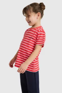 US Polo Assn. Girls' Crew Neck Striped Red T-Shirt - Image 3