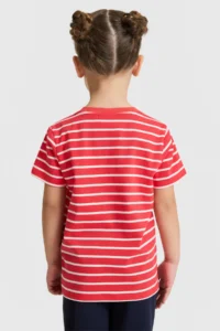 US Polo Assn. Girls' Crew Neck Striped Red T-Shirt - Image 5
