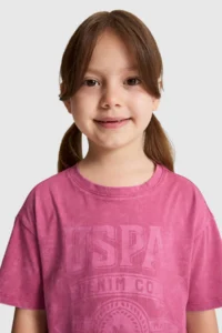 US Polo Assn. Girls' Fuchsia Crew Neck T-Shirt - Image 2