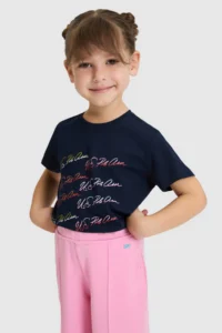US Polo Assn. Girls' Crew Neck NAVY BLUE T-Shirt - Image 3