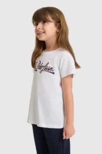 US Polo Assn. Girls' WHITE Fit Crew Neck Basic T-Shirt - Image 3