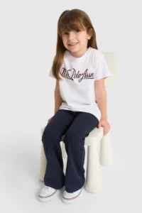 US Polo Assn. Girls' WHITE Fit Crew Neck Basic T-Shirt - Image 4