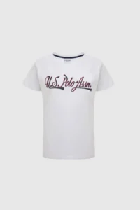 US Polo Assn. Girls' WHITE Fit Crew Neck Basic T-Shirt - Image 6