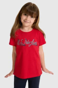 US Polo Assn. Girls' Crew Neck Red T-Shirt