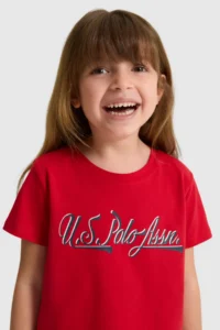 US Polo Assn. Girls' Crew Neck Red T-Shirt - Image 2