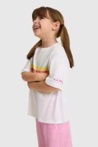 US Polo Assn. Girls' Crew Neck WHITE T-Shirt - Image 3