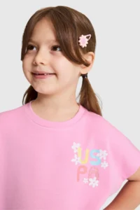 US Polo Assn. Girls' PINK Crew Neck T-Shirt - Image 2
