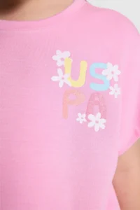 US Polo Assn. Girls' PINK Crew Neck T-Shirt - Image 6