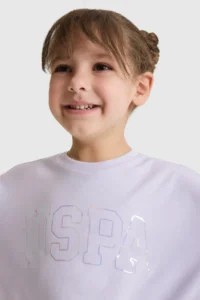 US Polo Assn. Girls' Crew Neck Lilac T-Shirt - Image 2