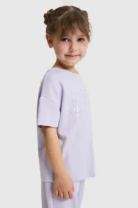 US Polo Assn. Girls' Crew Neck Lilac T-Shirt - Image 3