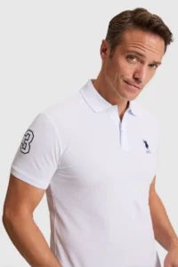 US Polo Assn. Men WHITE slim Fit Polo Shirt Collar Basic T-Shirt - Image 2