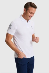US Polo Assn. Men WHITE slim Fit Polo Shirt Collar Basic T-Shirt - Image 3