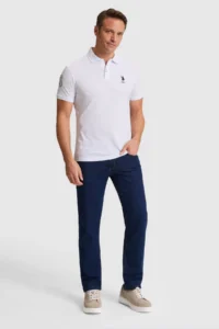 US Polo Assn. Men WHITE slim Fit Polo Shirt Collar Basic T-Shirt - Image 4