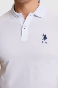 US Polo Assn. Men WHITE slim Fit Polo Shirt Collar Basic T-Shirt - Image 6