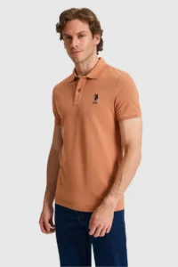 US Polo Assn. Men slim Fit Polo Shirt Collar Dusty ROSE Basic T-Shirt