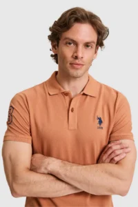 US Polo Assn. Men slim Fit Polo Shirt Collar Dusty ROSE Basic T-Shirt - Image 2