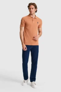 US Polo Assn. Men slim Fit Polo Shirt Collar Dusty ROSE Basic T-Shirt - Image 4
