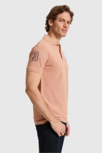 US Polo Assn. Men slim Fit Polo Shirt Collar Powder PINK Basic T-Shirt - Image 3