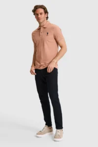 US Polo Assn. Men slim Fit Polo Shirt Collar Powder PINK Basic T-Shirt - Image 4