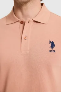 US Polo Assn. Men slim Fit Polo Shirt Collar Powder PINK Basic T-Shirt - Image 6