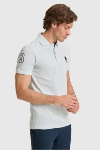 US Polo Assn. Men slim Fit Polo Shirt Collar Water Green Basic T-Shirt - Image 3