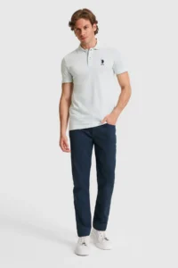 US Polo Assn. Men slim Fit Polo Shirt Collar Water Green Basic T-Shirt - Image 4