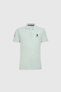 US Polo Assn. Men slim Fit Polo Shirt Collar Water Green Basic T-Shirt - Image 7