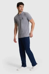 US Polo Assn. Men Gray Melange Basic T-Shirt - Image 4