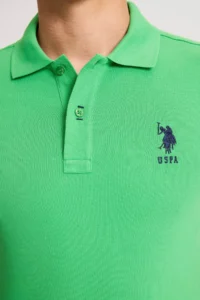 US Polo Assn. Men slim Fit Polo Shirt Collar Light Green Basic T-Shirt - Image 6