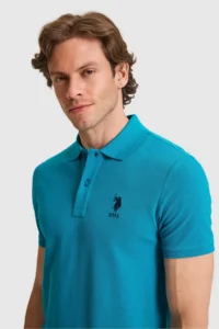 US Polo Assn. Men slim Fit Polo Shirt Collar Petrol Basic T-Shirt - Image 2