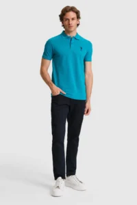 US Polo Assn. Men slim Fit Polo Shirt Collar Petrol Basic T-Shirt - Image 4