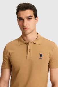 US Polo Assn. Men slim Fit Polo Shirt Collar Coconut Basic T-Shirt - Image 2