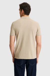 US Polo Assn. Men slim Fit Polo Shirt Collar Light Khaki Basic T-Shirt - Image 5
