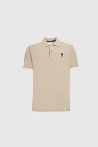 US Polo Assn. Men slim Fit Polo Shirt Collar Light Khaki Basic T-Shirt - Image 7