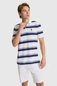 US Polo Assn. Men NAVY BLUE Regular Fit Polo Shirt Collar T-Shirt