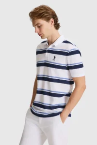 US Polo Assn. Men NAVY BLUE Regular Fit Polo Shirt Collar T-Shirt - Image 3