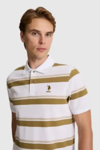 US Polo Assn. Men Green Regular Fit Polo Shirt Collar T-Shirt - Image 2