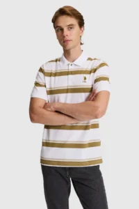 US Polo Assn. Men Green Regular Fit Polo Shirt Collar T-Shirt - Image 3