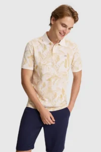 US Polo Assn. Men Cream Regular Fit Polo Shirt Collar T-Shirt - Image 3