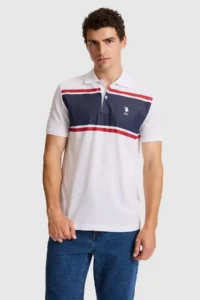 US Polo Assn. Men WHITE Regular Fit Polo Shirt Collar T-Shirt
